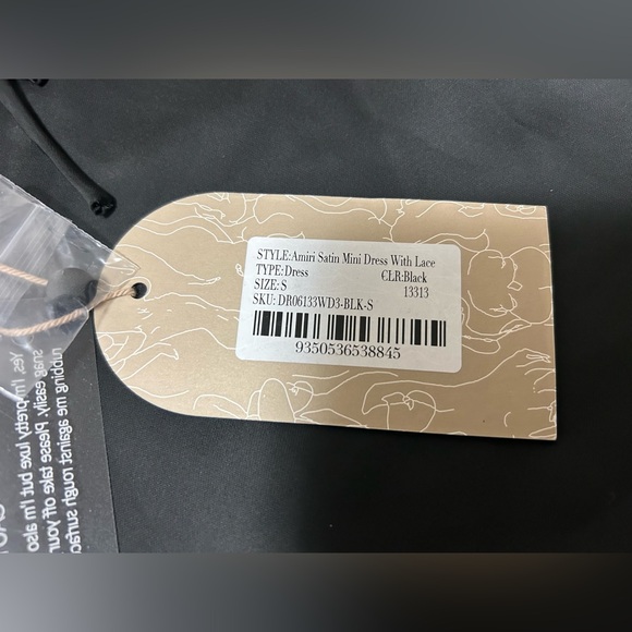 NWT Meshki Size S Amiri Satin Mini Dress With Lace Black Open Back - Picture 13 of 16